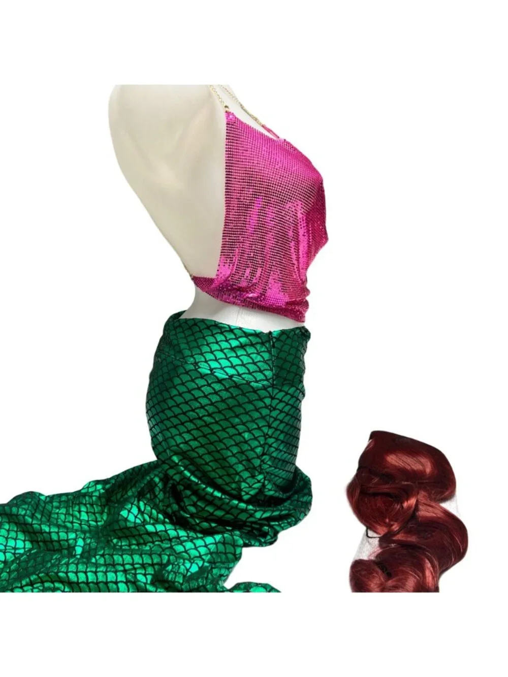 Mermaid Costume Sequin Ariel Mermaid Cosplay Costume Set Adult Size Large